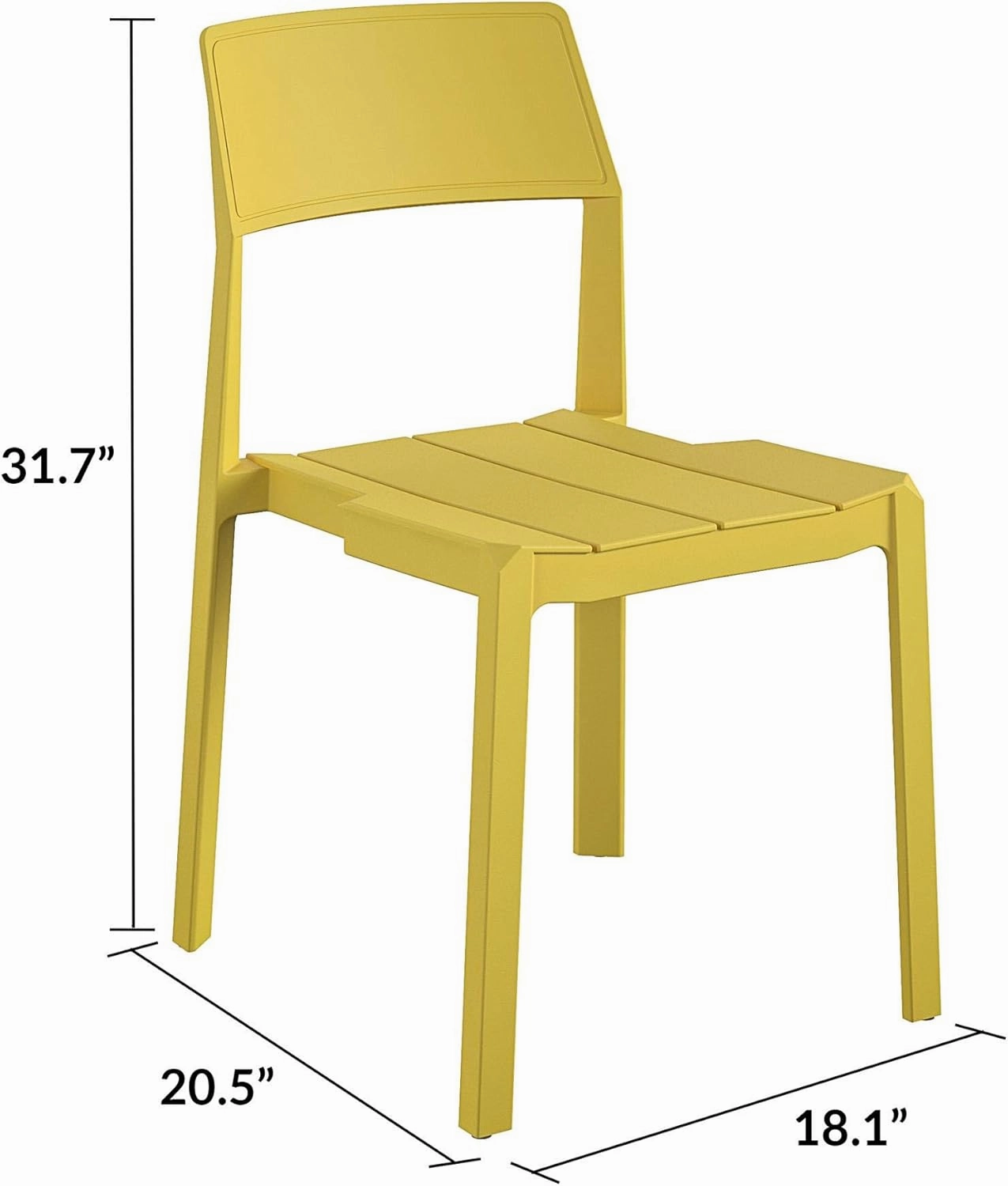 Novogratz 87817YLW4E Poolside Collection, Chandler Stacking, 4-Pack, Bright Yellow Dining Chairs