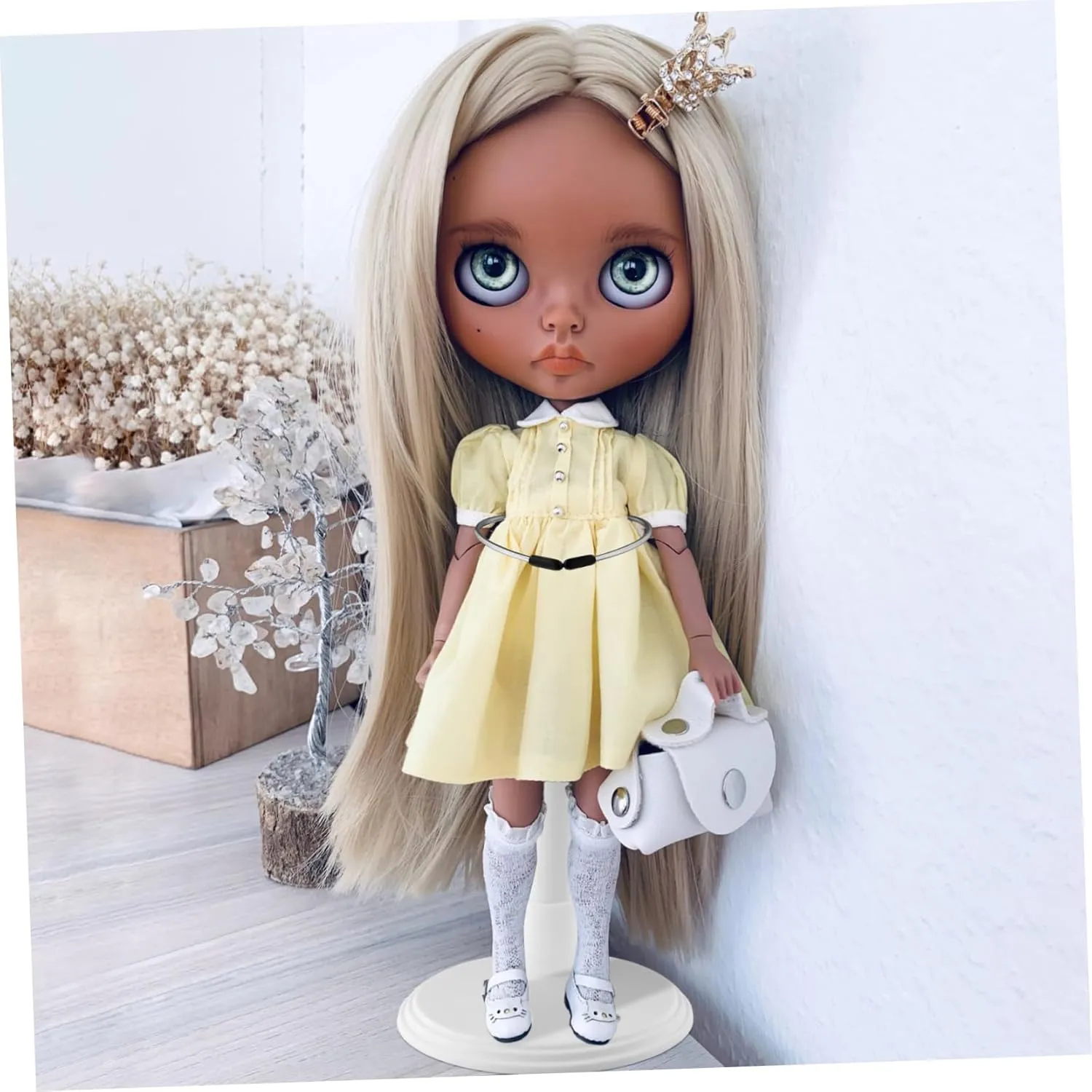 NUOBESTY Doll Stands Display Holder Figures Display Rack Doll Bracket Support Teddy Bear Stand Birthday Party Favor for Kids Girls White 30cm 4pcs