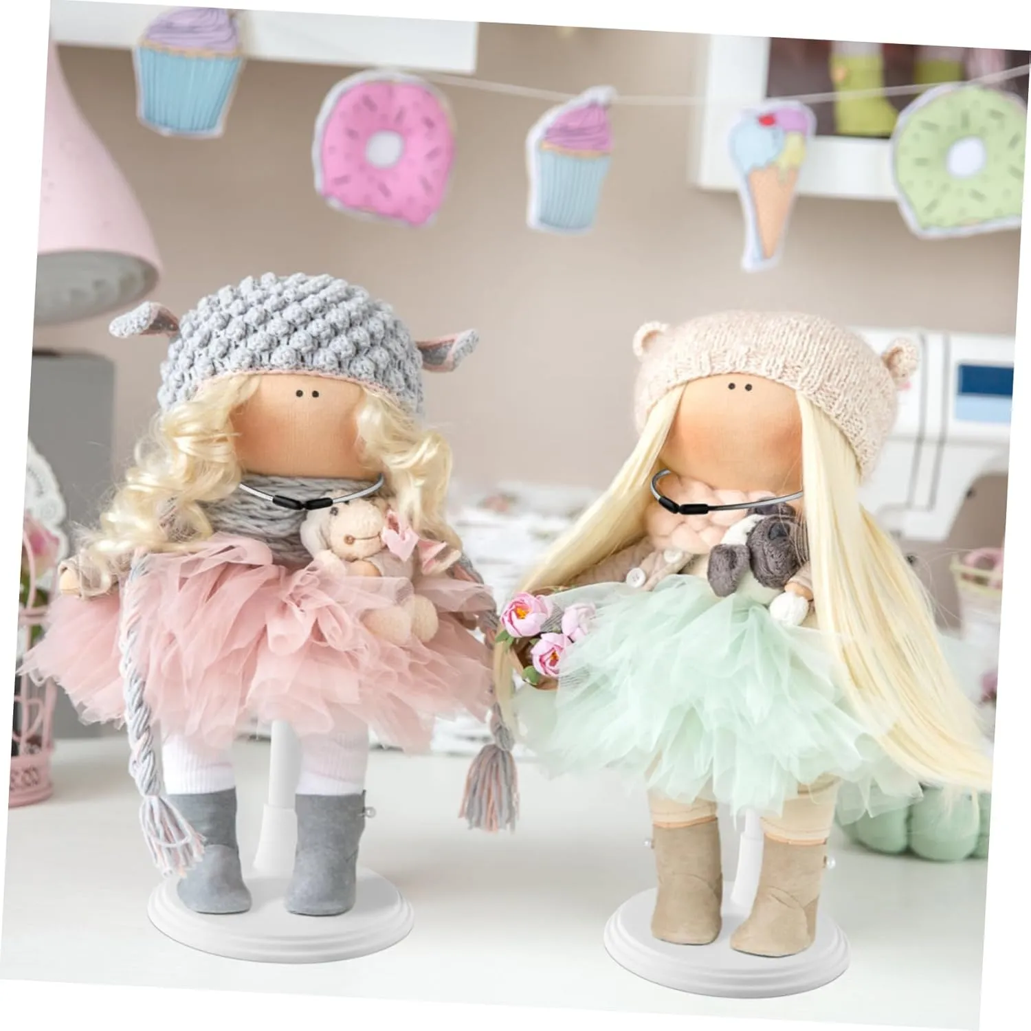 NUOBESTY Doll Stands Display Holder Figures Display Rack Doll Bracket Support Teddy Bear Stand Birthday Party Favor for Kids Girls White 30cm 4pcs