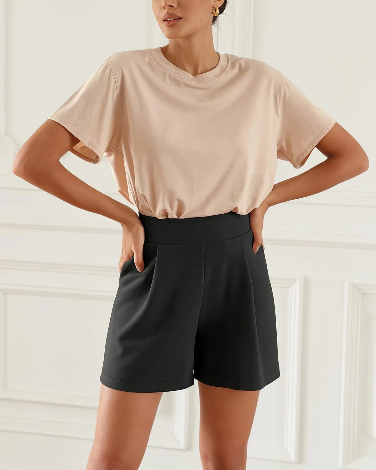 ODODOS Modal Soft Wide Leg Shorts for Women High Waist Casual Relaxed Shorts with Pockets-Inseam 4"/ 6"