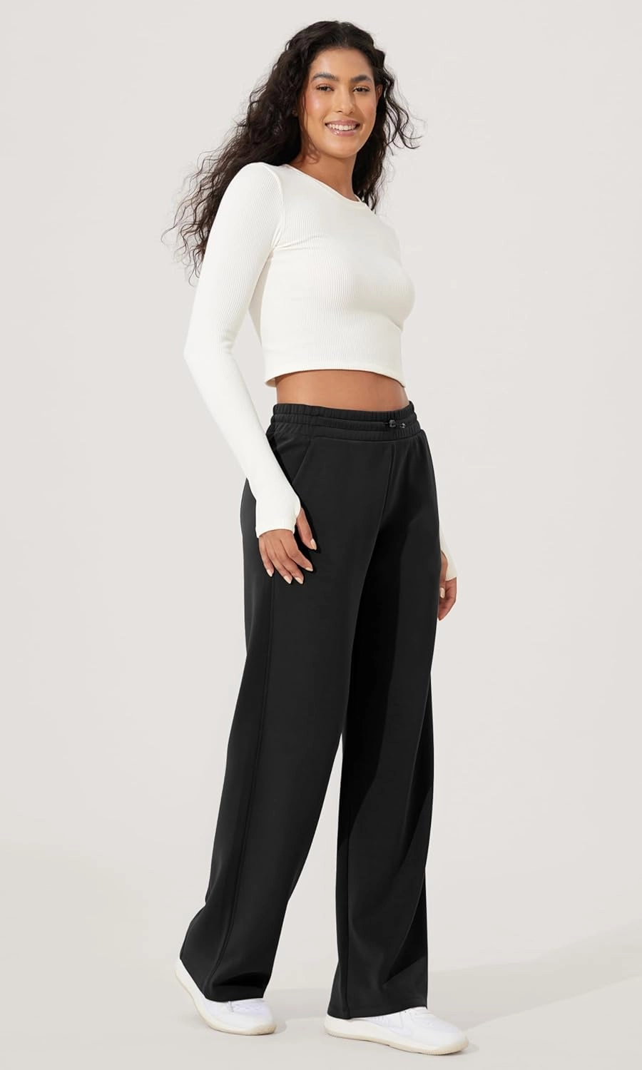 ODODOS Women's Modal Soft Wide Leg Pants with Pockets Adjustable Shockcord High Waist Casual Lounge Pants-27/29/31" Inseam