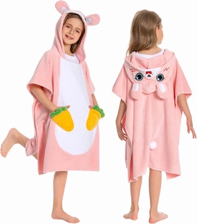 OLAOLA Bunny Hooded Kids Beach Towels for 3-12 Years Boys Girls, Soft Absorbent Kids Hooded Bath Towel Wrap, Toddler Pool Swim Towel with Hood