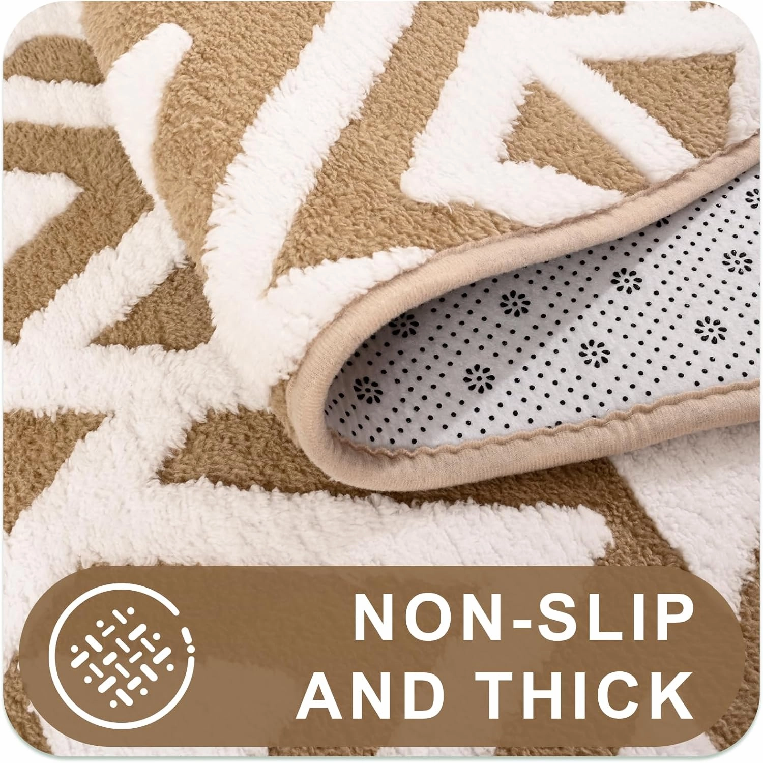 Ompaa Ultra Soft Shaggy Rugs Memory Foam Bedroom Carpet, Beige 3 x 5 Feet, Plush Geometric Textured Area Rugs for Living Room Couch Dorm Bedside Kids Girls Teens Room Nursery Decor Floor Mat
