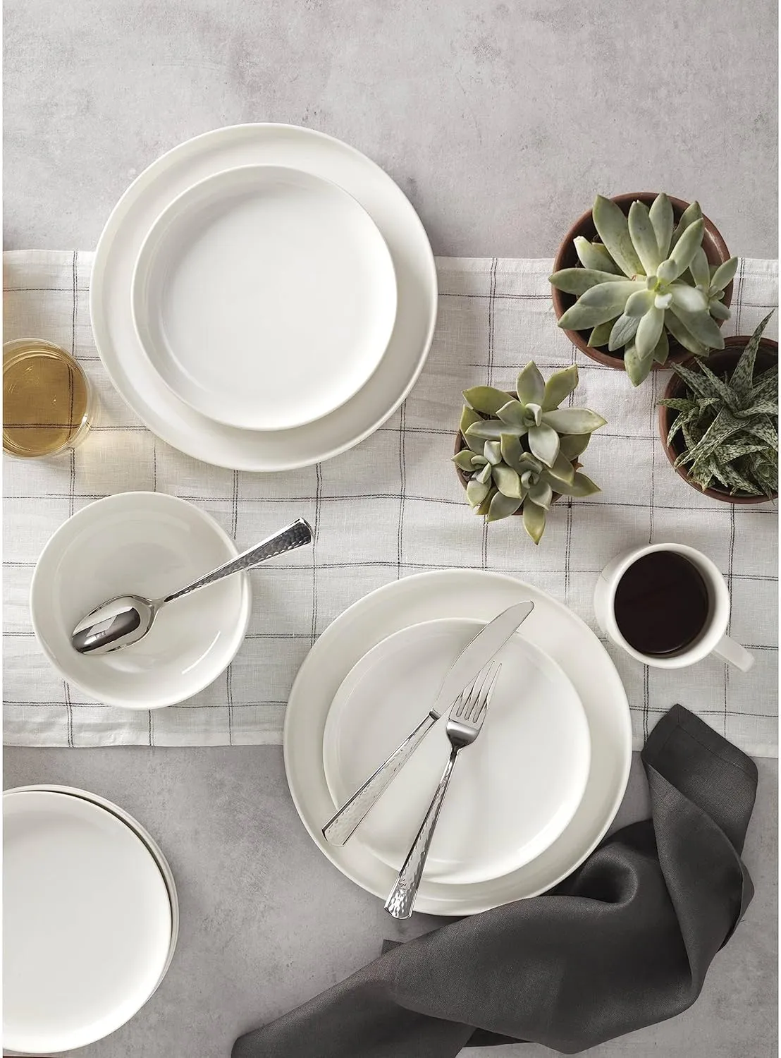 Oneida White 24 Seven Piece Dinnerware Set, 12 Count, Dorm Necessities, Dorm Essentials