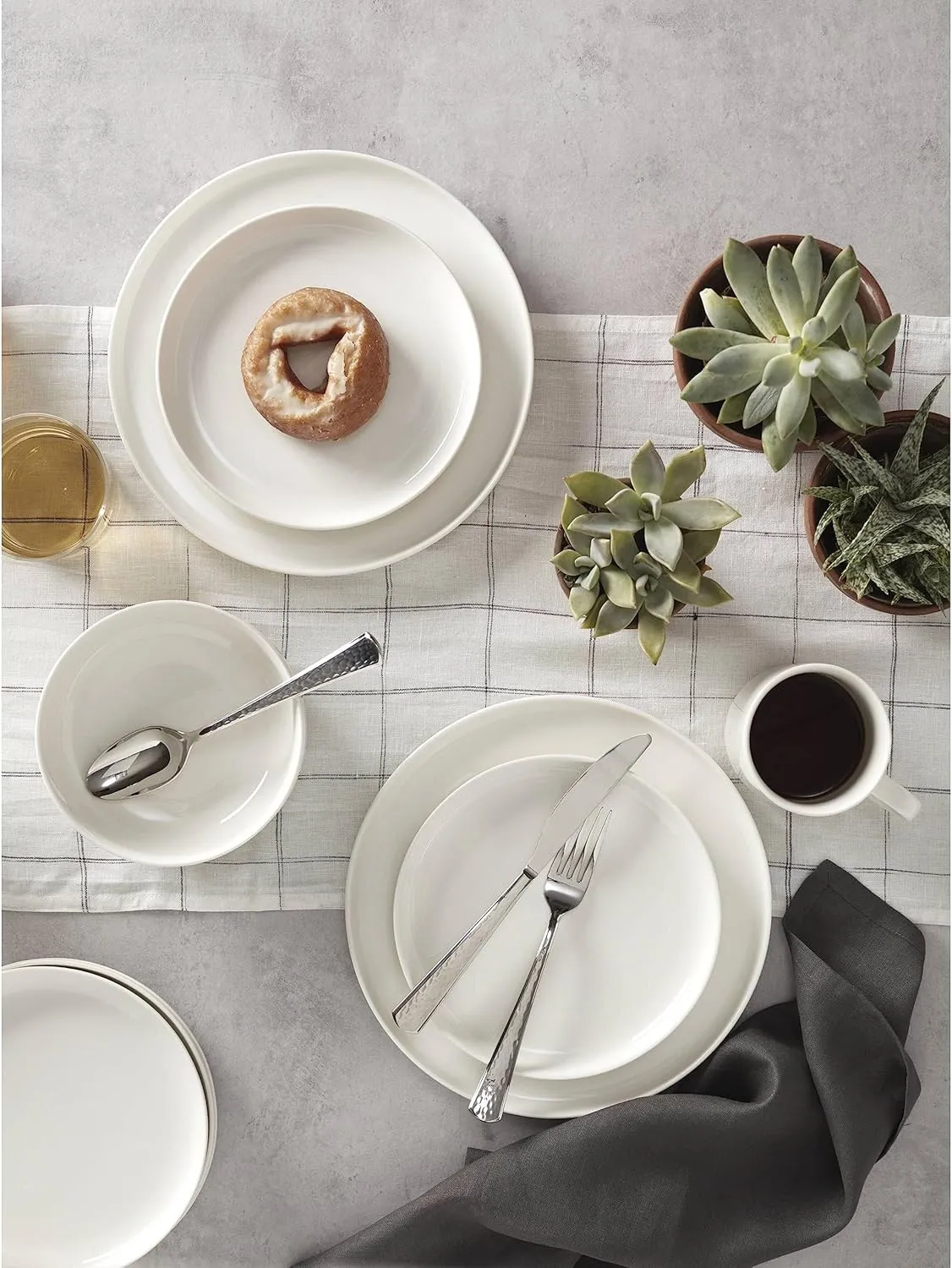 Oneida White 24 Seven Piece Dinnerware Set, 12 Count, Dorm Necessities, Dorm Essentials