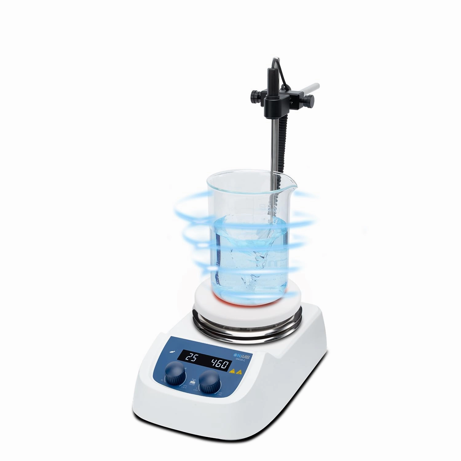 ONiLAB 280℃ 5 inch LED Digital Hotplate Magnetic Stirrer with Ceramic Coated Stainless Steel Work Plate, 200-1500rpm,110V,Temp Probe Sensor & Support Stand & Stirring Bar Included…