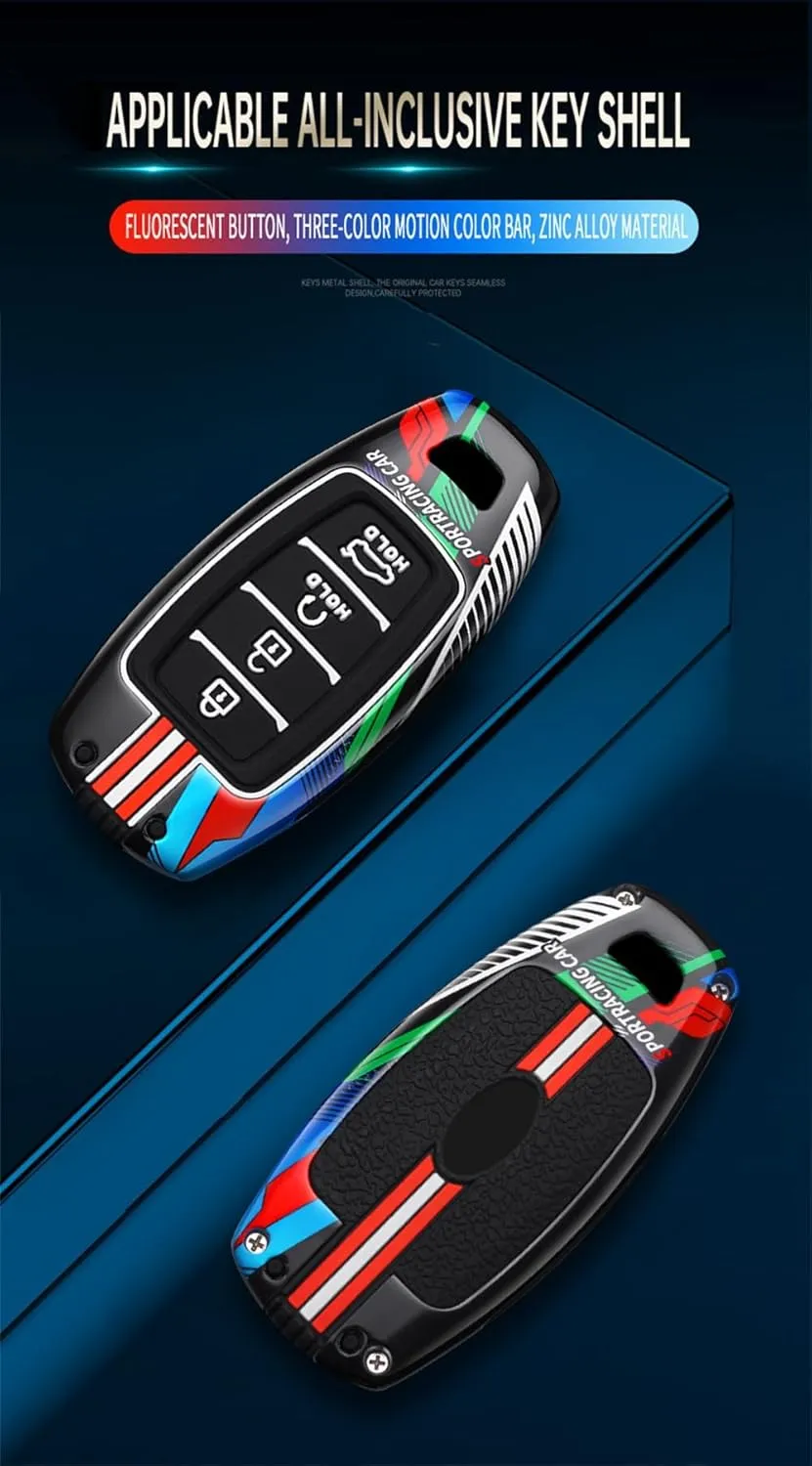 ontto 4-Button Sporty Car Key Cover Fit for Hyundai i30 ix25 Ix35 Elantra Encino Kona Solaris Azera Veloster Grandeur Ig TM Accent Santa Fe Palisade 2018-up,Full Protection,Black