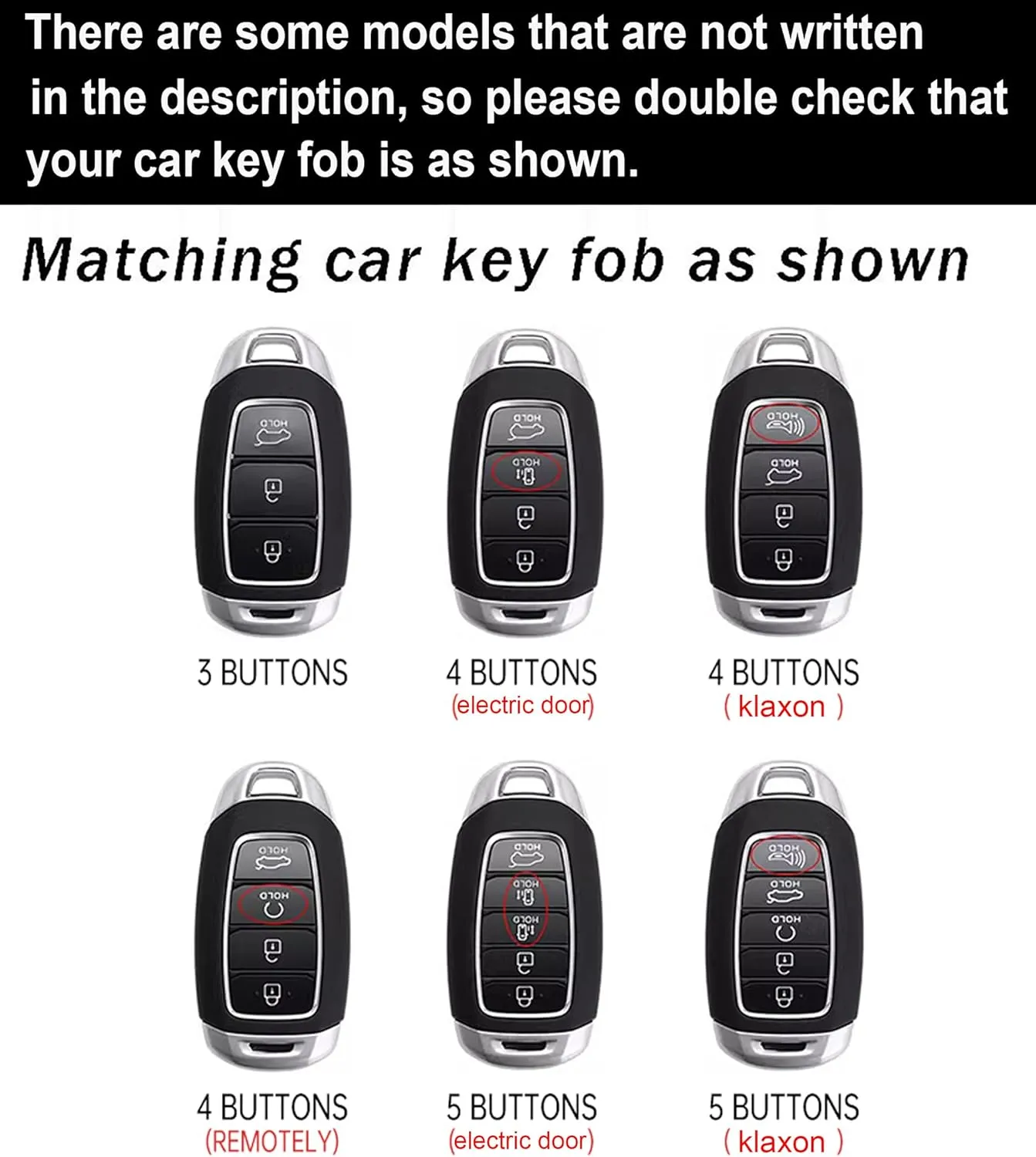 ontto 4-Button Sporty Car Key Cover Fit for Hyundai i30 ix25 Ix35 Elantra Encino Kona Solaris Azera Veloster Grandeur Ig TM Accent Santa Fe Palisade 2018-up,Full Protection,Black