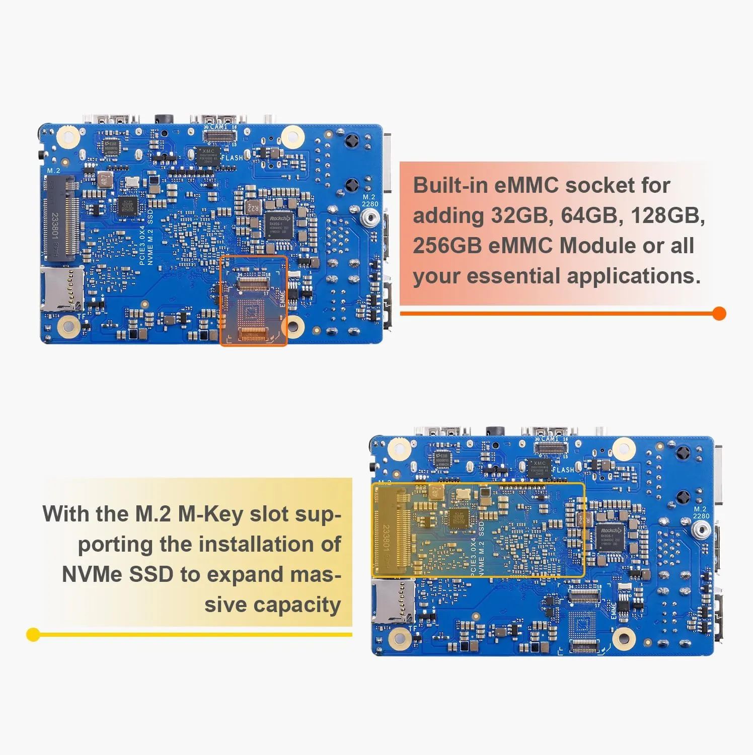 Orange Pi 5 Max 4GB/8GB/16GB LPDDR5 Rockchip RK3588 8-Core 64-Bit Single Board Computer with eMMC Socket, Wi-Fi 6E/Bluetooth 5.3/BLE, Run Linux/Ubuntu/Debian/Android (16GB)