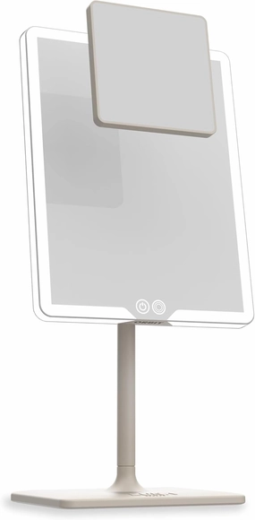 Orbit Mirror | Vanity Mirror with Lights, Makeup Mirror, LED Lighted Desk Mirror with Light for Tabletop 7X 1X Magnification Dimmable and Rechargeable | Soft Stone