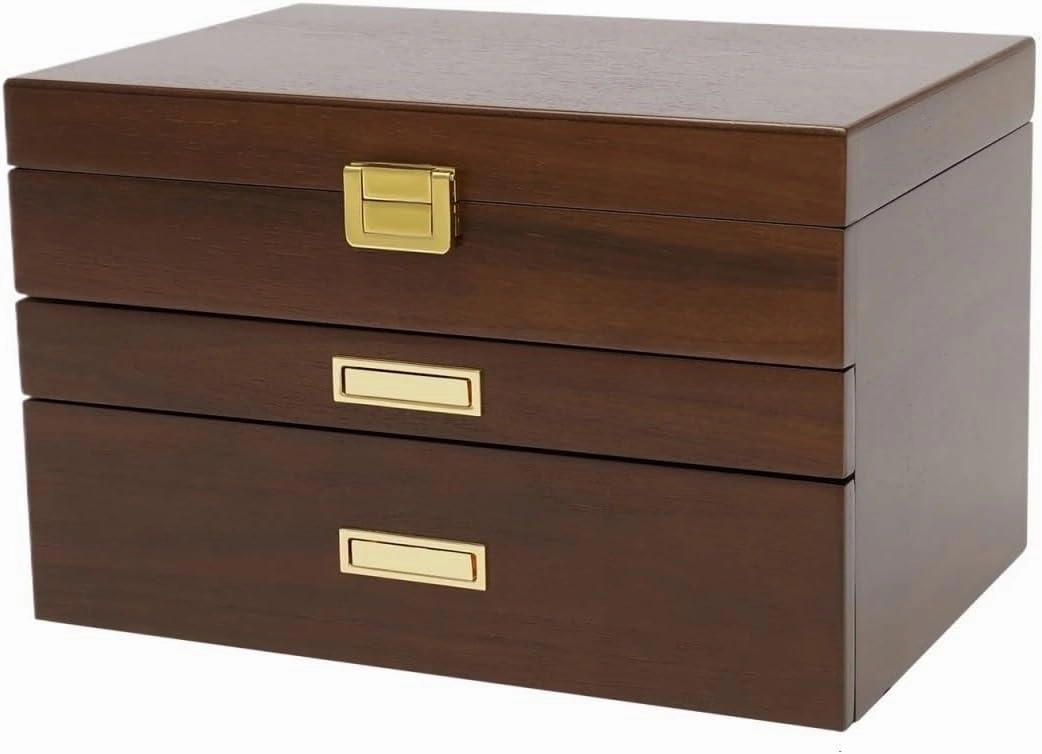 Organizer Jewelry and Watch Display Case Storage Box Convenient(Black Walnut)