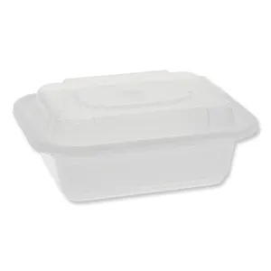 Pactiv Evergreen Newspring VERSAtainer Microwavable Containers, Rectangular, 12 oz, 4.5 x 5.5 x 2.12, White/Clear, Plastic, 150/Carton