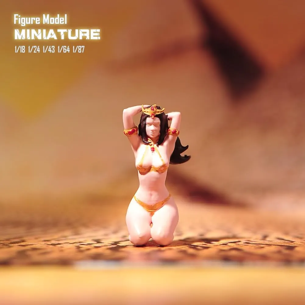 Painted Miniatures 1/18 1/24 1/64 1/43 1/87 Scale Bikini Princess Girl Scene Diorama Action Figure Tiny People Doll Unpainted Model for Car Vehicles (Painted, 1/18 Scale)