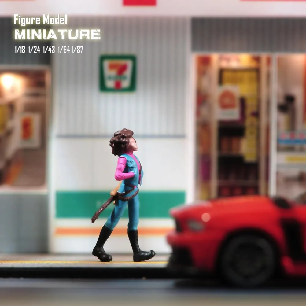 Painted Miniatures 1/18 1/24 1/64 1/43 1/87 Scale Cartoon Character Girl Scene Diorama Action Figure Unpainted Model for Car Vehicles (Painted, 1/87 Scale)