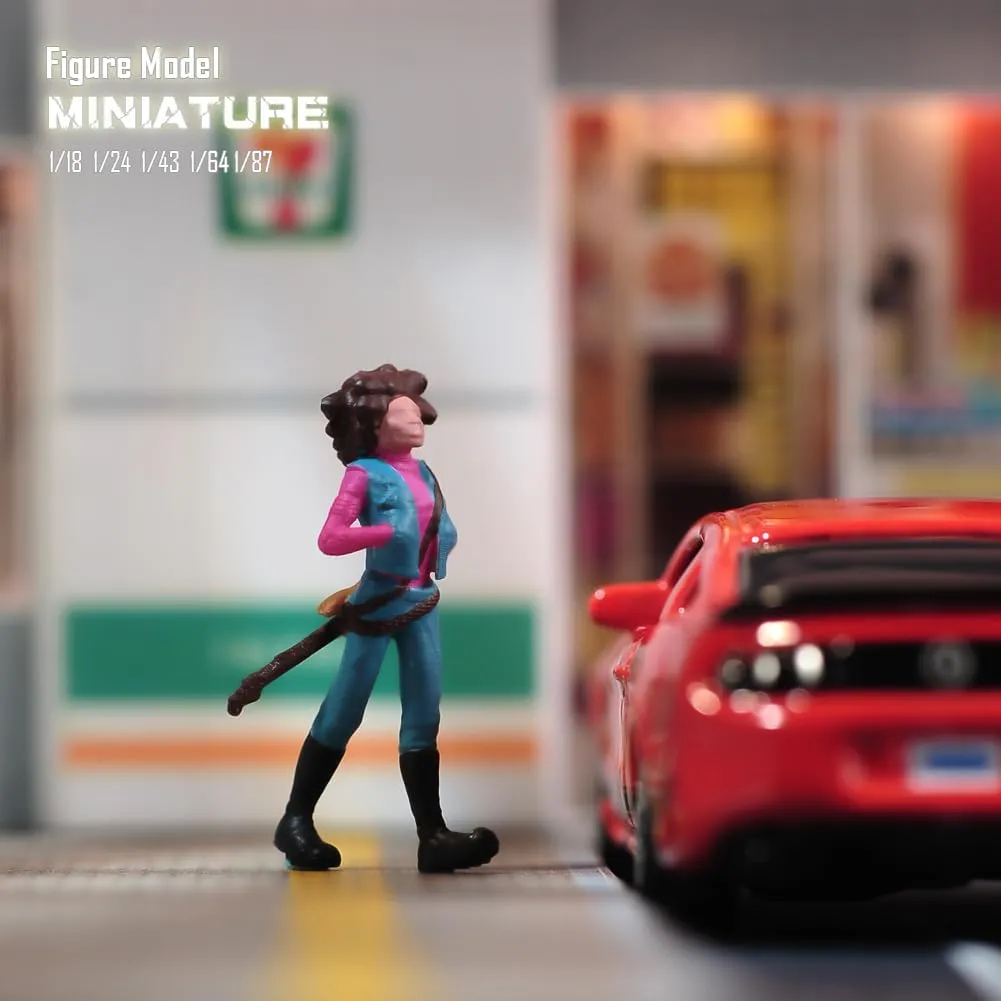 Painted Miniatures 1/18 1/24 1/64 1/43 1/87 Scale Cartoon Character Girl Scene Diorama Action Figure Unpainted Model for Car Vehicles (Painted, 1/87 Scale)