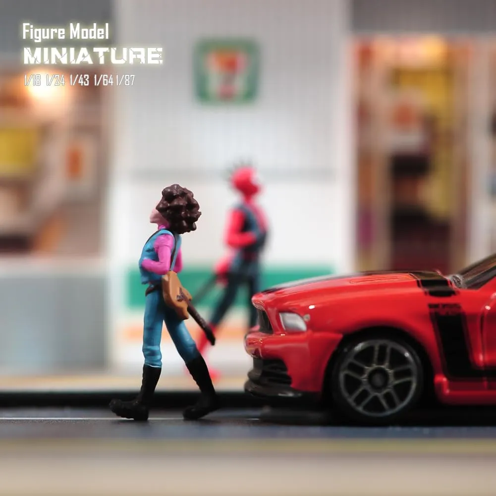 Painted Miniatures 1/18 1/24 1/64 1/43 1/87 Scale Cartoon Character Girl Scene Diorama Action Figure Unpainted Model for Car Vehicles (Painted, 1/87 Scale)