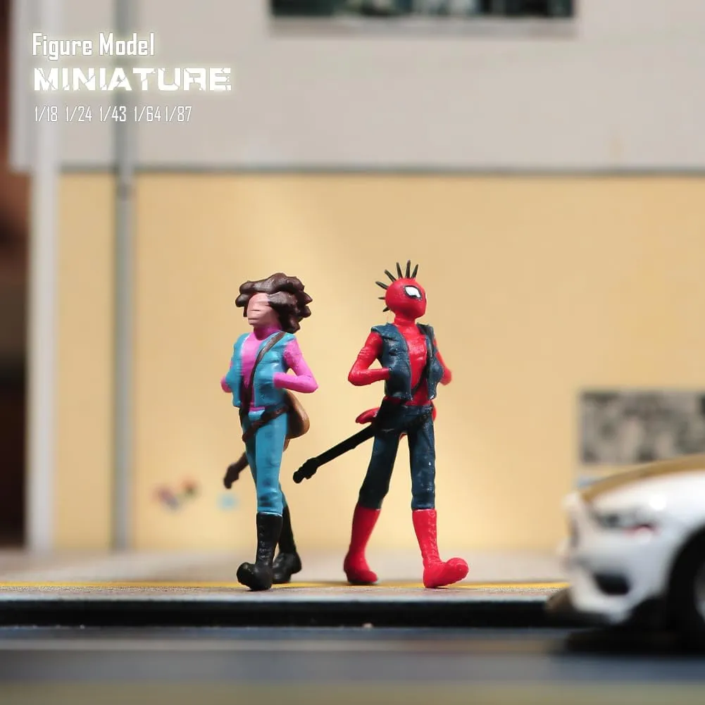 Painted Miniatures 1/18 1/24 1/64 1/43 1/87 Scale Cartoon Character Girl Scene Diorama Action Figure Unpainted Model for Car Vehicles (Painted, 1/87 Scale)