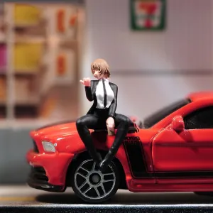 Painted Miniatures 1/18 1/24 1/64 1/43 1/87 Scale Sitting Suit Girl Scene Diorama Action Figure Tiny People Doll Unpainted Model for Car Vehicles (Painted, 1/18 Scale)