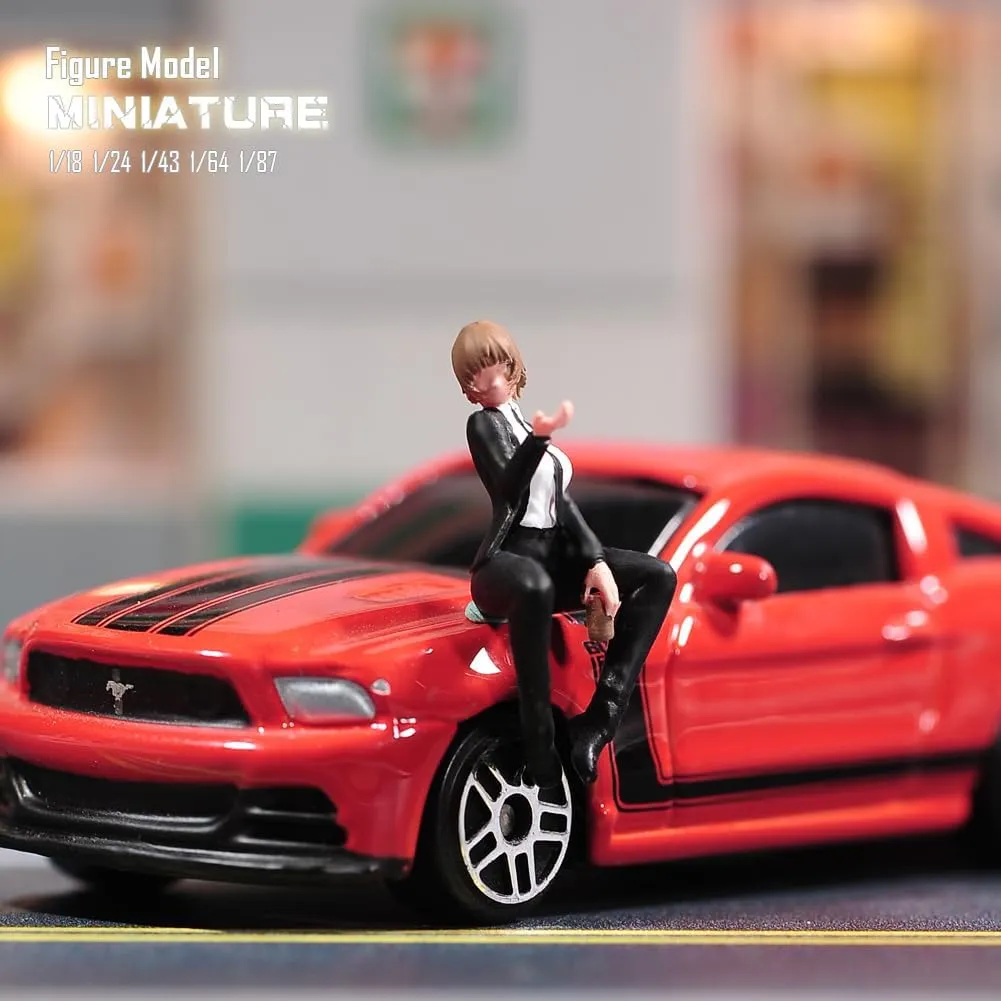 Painted Miniatures 1/18 1/24 1/64 1/43 1/87 Scale Sitting Suit Girl Scene Diorama Action Figure Tiny People Doll Unpainted Model for Car Vehicles (Painted, 1/18 Scale)
