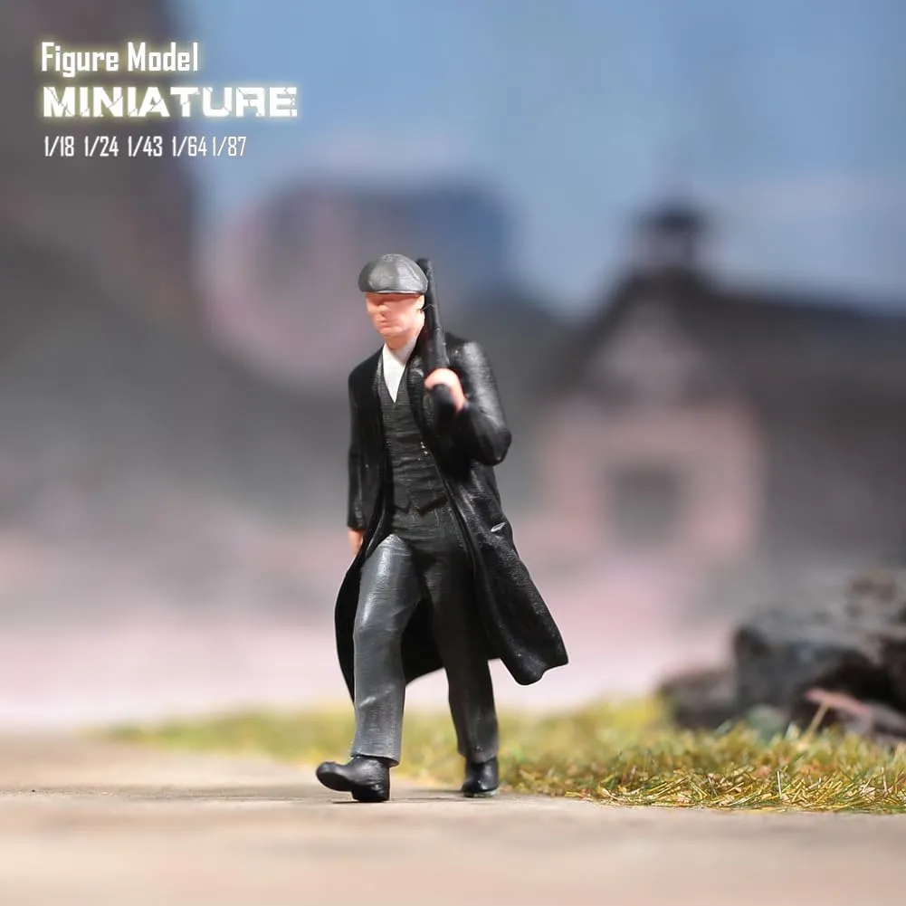 Painted Miniatures 1/18 1/24 1/64 1/43 1/87 Scale Take Rifle Man Gangs Scene Diorama Action Figure Tiny People Doll Unpainted Model for Car Vehicles (Painted, 1/43 Scale)