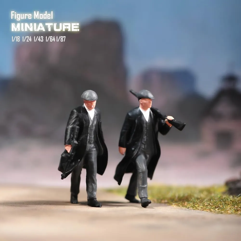 Painted Miniatures 1/18 1/24 1/64 1/43 1/87 Scale Take Rifle Man Gangs Scene Diorama Action Figure Tiny People Doll Unpainted Model for Car Vehicles (Painted, 1/43 Scale)