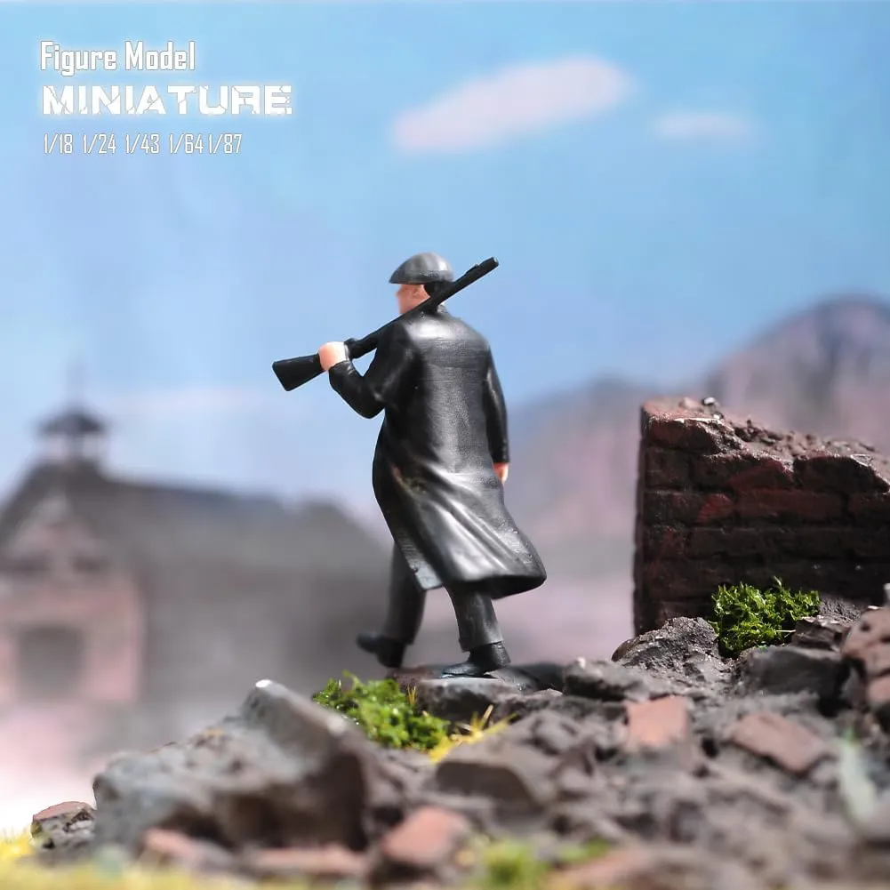 Painted Miniatures 1/18 1/24 1/64 1/43 1/87 Scale Take Rifle Man Gangs Scene Diorama Action Figure Tiny People Doll Unpainted Model for Car Vehicles (Painted, 1/43 Scale)