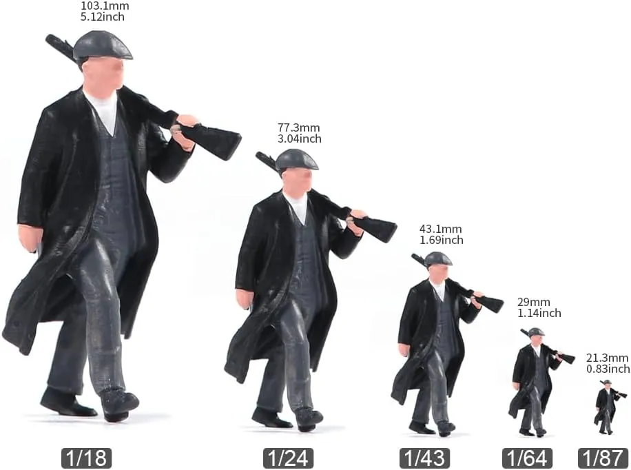Painted Miniatures 1/18 1/24 1/64 1/43 1/87 Scale Take Rifle Man Gangs Scene Diorama Action Figure Tiny People Doll Unpainted Model for Car Vehicles (Painted, 1/43 Scale)