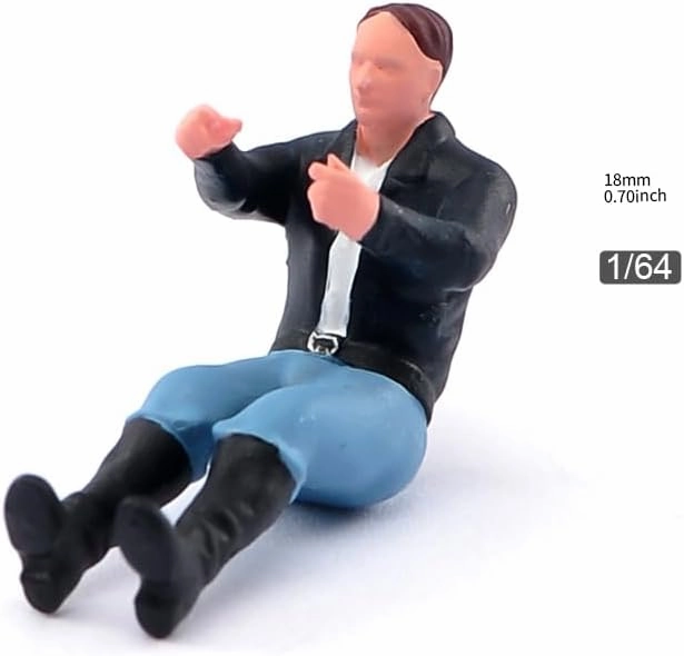Painted Miniatures 1:64 Scale Fashion Driving Male Figures Model Mini Scene Props Doll Vehicles Cars Toys Gift (A)