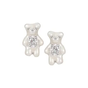Paradise / Mini Pearlescent Bear Earrings