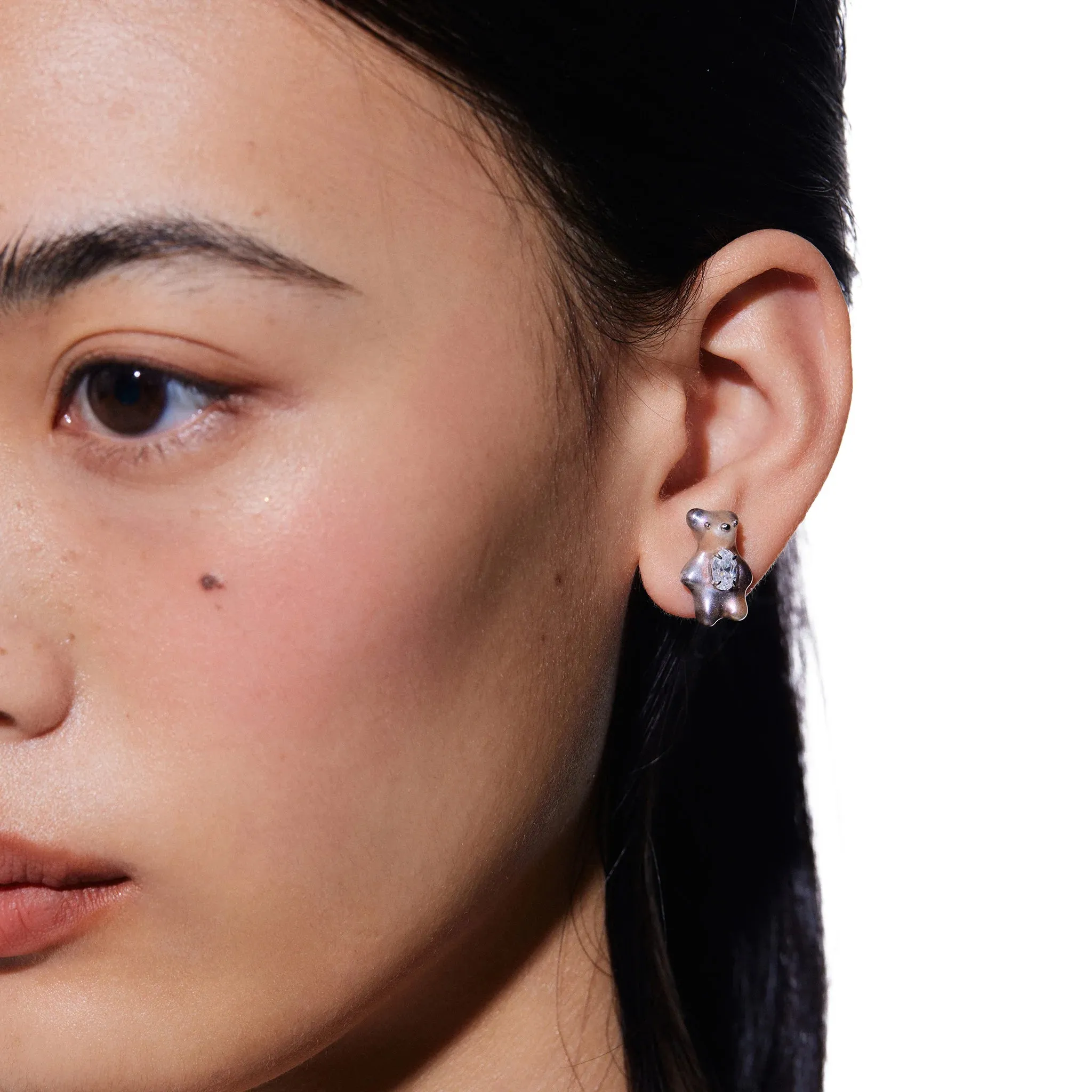 Paradise / Mini Pearlescent Bear Earrings