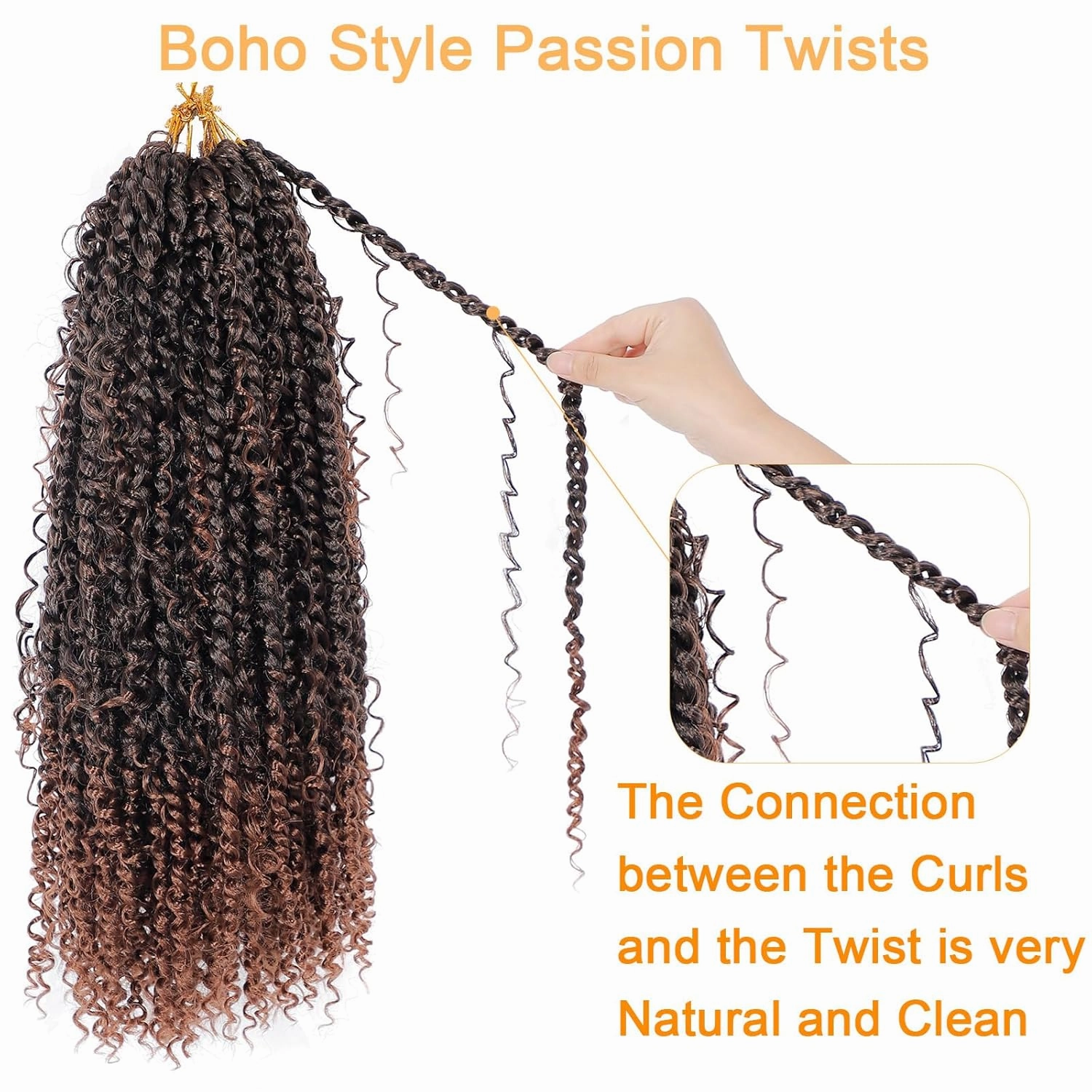 Passion Twist Hair 10inch New Boho Style Passion Twist Crochet Hair for Black Women Boho Crochet Braids Pre Looped Goddess Brown Ombre Passion Twist Hair (8Pack, T30)