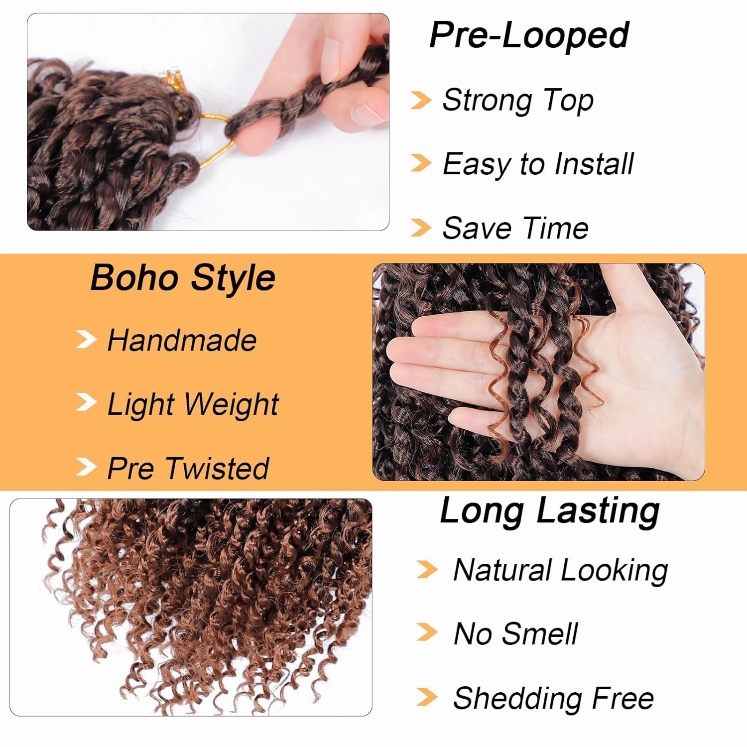 Passion Twist Hair 10inch New Boho Style Passion Twist Crochet Hair for Black Women Boho Crochet Braids Pre Looped Goddess Brown Ombre Passion Twist Hair (8Pack, T30)