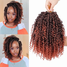 Passion Twist Hair 10inch New Boho Style Passion Twist Crochet Hair for Black Women Boho Crochet Braids Pre Looped Goddess Ombre Ginger Passion Twist Hair (8Pack, 350)