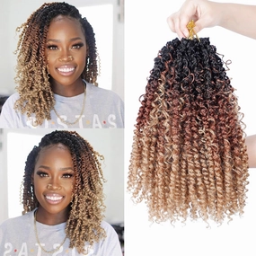 Passion Twist Hair 10inch New Boho Style Passion Twist Crochet Hair for Black Women Boho Crochet Braids Pre Looped Goddess Ombre Passion Twist Hair (8Pack, 1b3027)