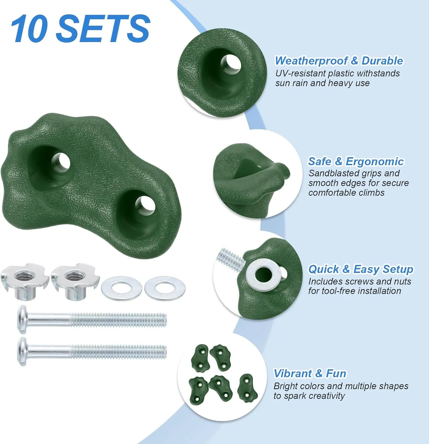 PATIKIL Rock Climbing Holds, Small Climbing Rock Wall Grips with Double Hole for Outdoor Indoor Tree Training Playground Accessory