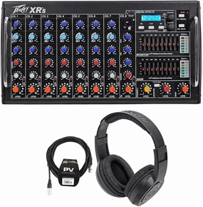 Peavey XR S 1000W Rack Mountable Active 8-Ch Mixer XLR Cable Headphones