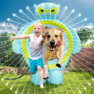 PETNF Dog Water Sprinkler & Agility Training Jumps 2-in-1 Inflatable Sprinkler for Families and Pets to Play Outdoors in The Summer 50 inches for Large/Small Dogs