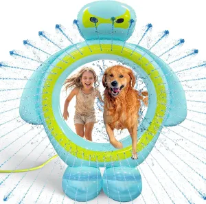 PETNF Outdoor Dog Agility Jump Ring Water Sprinkler 2-in-1, Dog Agility Jumps Inflatable Sprinkler Suitable for Outdoor Backyard Garden Lawn Training and Water Play