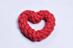 Petology Braided Red Heart Shaped Rope Toy (14cm)