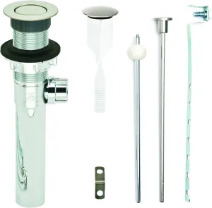 PF WaterWorks PF0324-BN-CH-NO Never Clog Sink/Lavatory Finish ABS ClogFREE Universal Pop-Up Drain Assembly-Easy Remove Magnetic Stopper-Brushed Nickel (Chrome Body Without Overflow)
