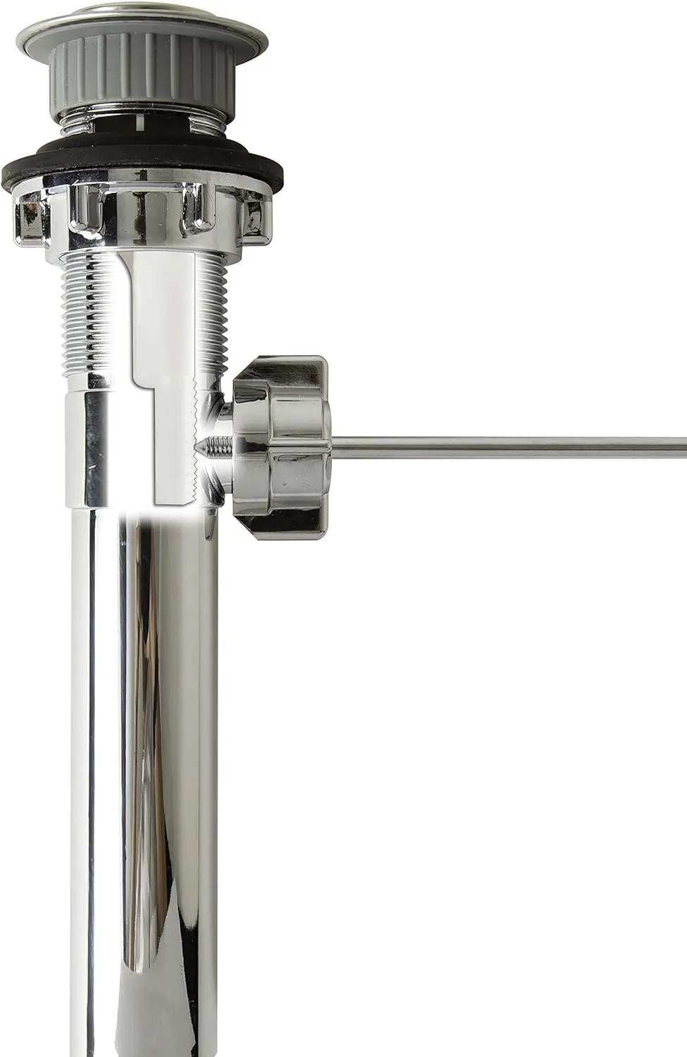 PF WaterWorks PF0324-PB-TR-NO Never Clog Sink/Lavatory ABS ClogFREE Universal Pop-Up Drain Assembly-Easy Remove Magnetic Stopper-Polished Brass (Transparent Body Without Overflow)