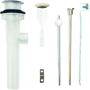 PF WaterWorks PF0324-PB-TR-NO Never Clog Sink/Lavatory ABS ClogFREE Universal Pop-Up Drain Assembly-Easy Remove Magnetic Stopper-Polished Brass (Transparent Body Without Overflow)