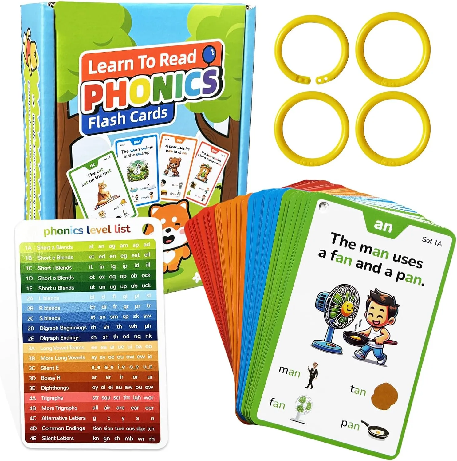 Phonics Flash Cards - Learn to Read in 20 Stages - Digraphs CVC Blends Long Vowel Sounds Phonics Sight Word Games for Kids Ages 3-8 Preschool Kindergarten 1st 2nd 3rd Homeschool Educational