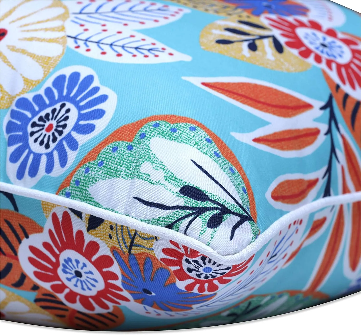 Pillow Perfect Bright Floral Indoor/Outdoor Accent Throw Pillow Plush Fill, Weather, and Fade Resistant, Lumbar - 11.5" x 18.5", Blue/Orange Marlow 2 Count