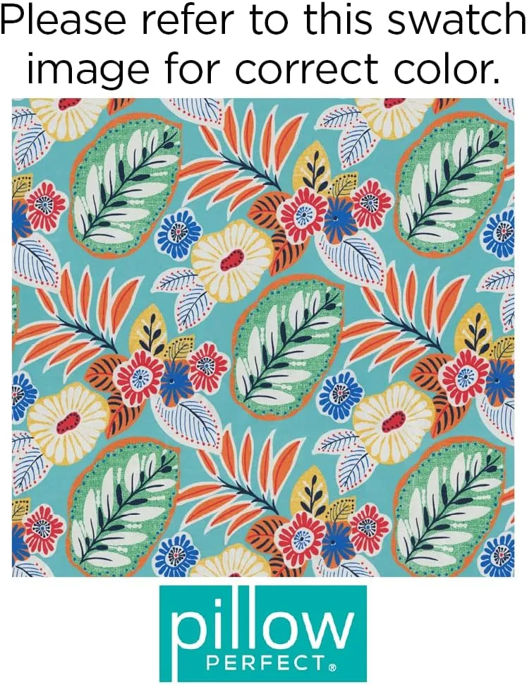 Pillow Perfect Bright Floral Indoor/Outdoor Accent Throw Pillow Plush Fill, Weather, and Fade Resistant, Lumbar - 11.5" x 18.5", Blue/Orange Marlow 2 Count