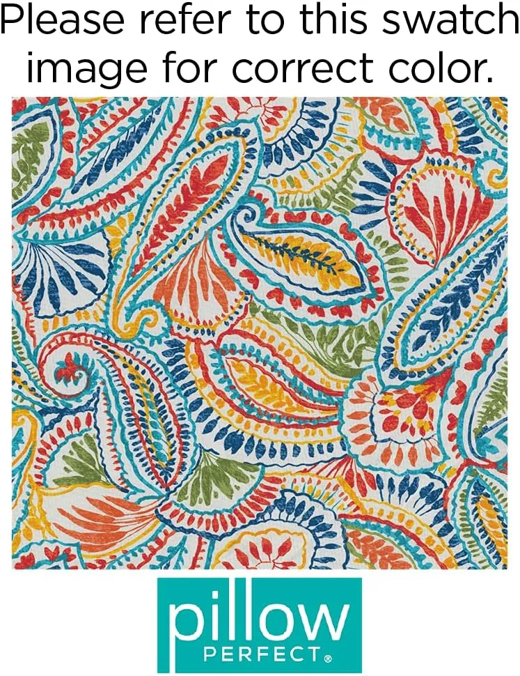 Pillow Perfect Paisley Indoor/Outdoor Accent Throw Pillow, Plush Fill, Weather, and Fade Resistant, Lumbar - 11.5" x 18.5" , Blue/Multi Ummi, 2 Count