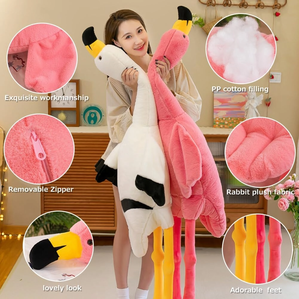 Pink Flamingo Stuffed Animal Plush Pillow Toys Giant Stuffed Animal Plush Doll Cozy Flamingo Plush Sleeping Pillow Gifts for Kids Birthday Decoration