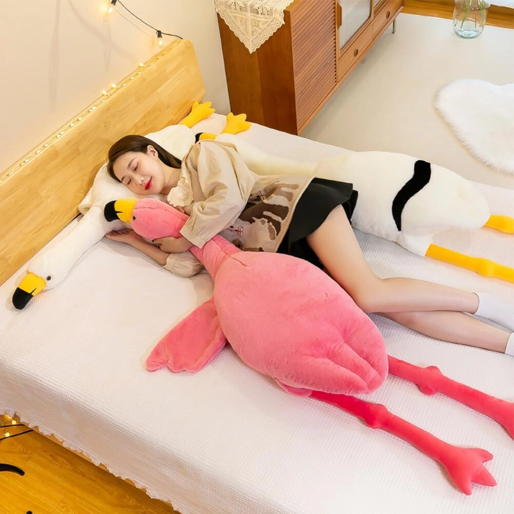 Pink Flamingo Stuffed Animal Plush Pillow Toys Giant Stuffed Animal Plush Doll Cozy Flamingo Plush Sleeping Pillow Gifts for Kids Birthday Decoration