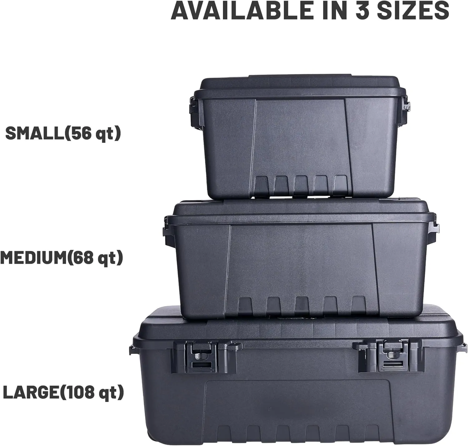 Plano Sportsman Trunk with Wheels, Black, 108-Quart, Lockable Storage Box, Rolling Sportsman Trunk, Hunting Gear and Ammunition Bin, Heavy-Duty Containers for Camping, Large