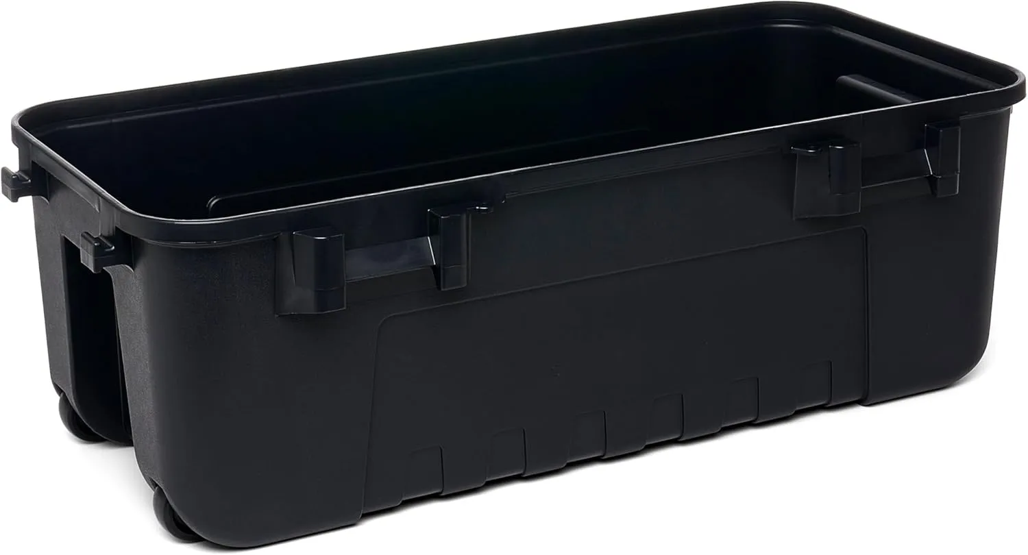 Plano Sportsman Trunk with Wheels, Black, 108-Quart, Lockable Storage Box, Rolling Sportsman Trunk, Hunting Gear and Ammunition Bin, Heavy-Duty Containers for Camping, Large